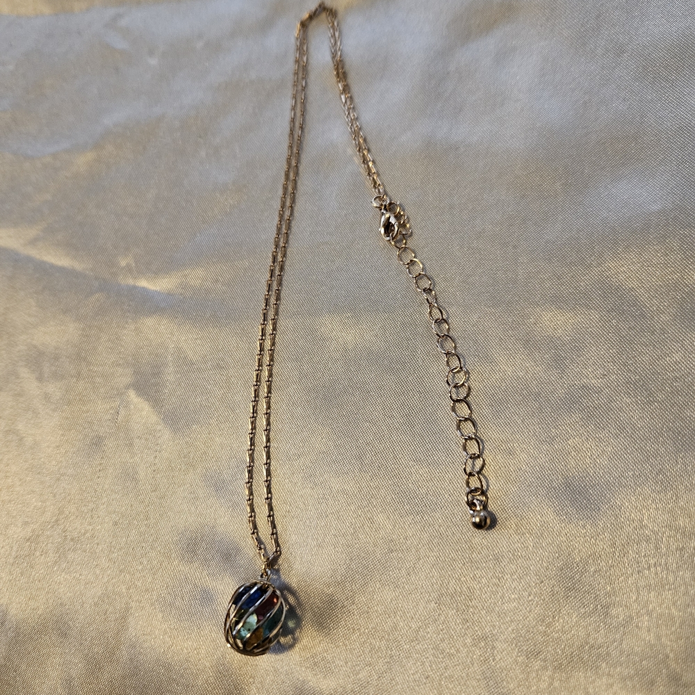 Gold Necklace with Blue and Green Pendant